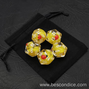 Bescon Yellow Duck 20 sides Dice set of 5, Duck D20 5pcs Set